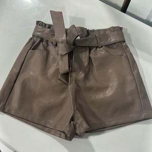 Taupe Faux Leather Shorts